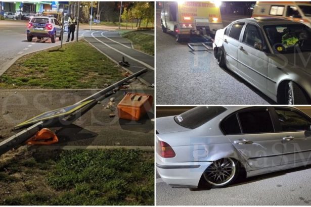 FOTOVIDEO Drift esuat Un sofer novice a distrus un stalp in sensul de la Podul Transilvania