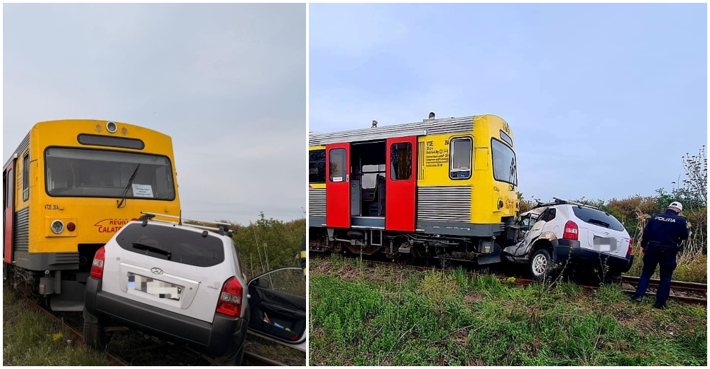 foto accident fatal de paste un tren 30 de calatori a lovit o masina din plin in vestul tarii
