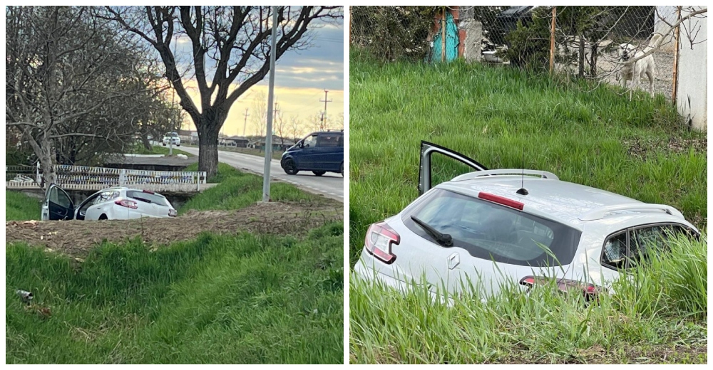 foto accident la intrarea in odoreu masina in sant dupa o manevra de evaziune a unei coliziuni