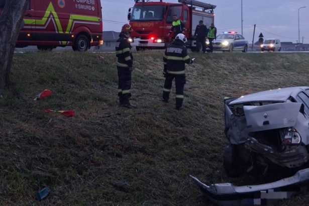 Cursa de cosmar in Satu Mare fara permis si cu o alcoolemie de peste 2 la mie a ajuns cu masina in sant Pasagera a fost ranita