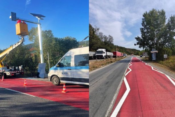 FOTO De ce a fost aplicat asfalt rosu la intrarea in diverse localitati din vestul tarii Cum functioneaza noul sistem