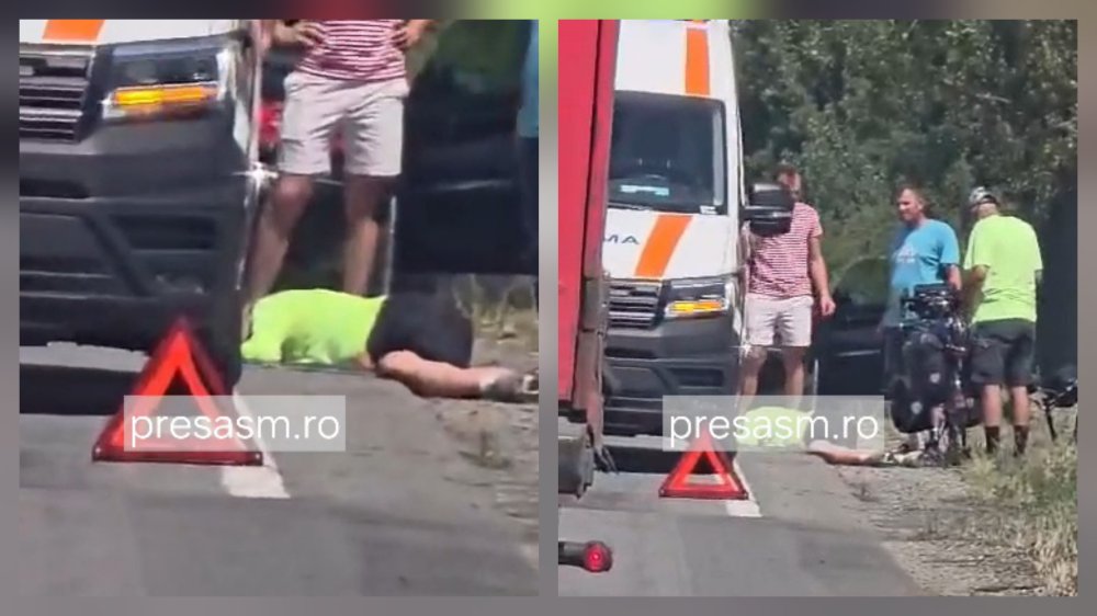 FOTO VIDEO Acident pe DN19 in judeul Satu Mare O biciclist a fost rnit astzi i a fost preluat de Ambulan