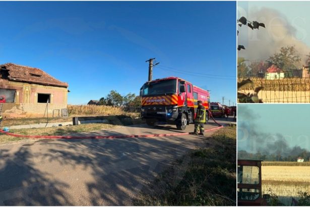 FOTO VIDEO Incendiu la o locuinta din judetul Satu Mare Fumul vizibil de la distantza mare