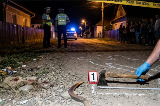 Scena violente in Tara Oasului a intrat cu un topor intr o gospodarie si a distrus o usa termopan
