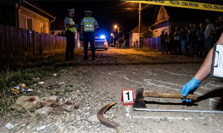 Scena violente in Tara Oasului a intrat cu un topor intr o gospodarie si a distrus o usa termopan
