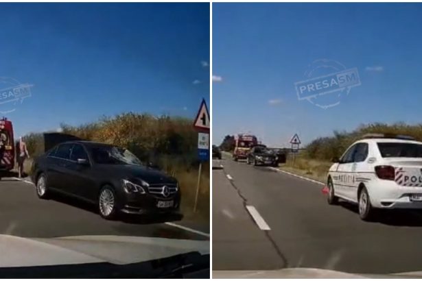 VIDEO Accident la iesirea din Seini spre Apa O persoana a fost ranita intervine echipa SMURD