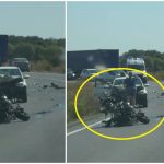 VIDEO Un motociclist a decedat in urma coliziunii cu doua automobile Accident tragic in judetul invecinat