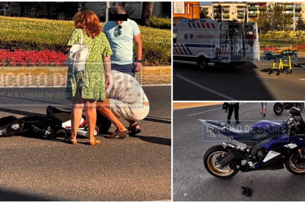 foto accident in sensul giratoriu din micro 17 motociclist lovit de un microbuz victima a ramas intinsa la pamant
