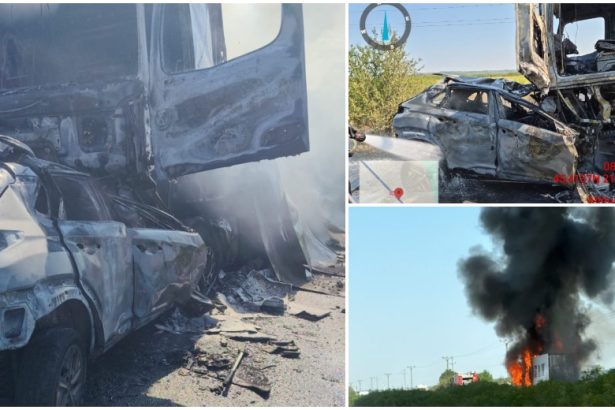 foto video accident tragic coliziune frontala intre un tir si o masina un sofer a murit ars de viu
