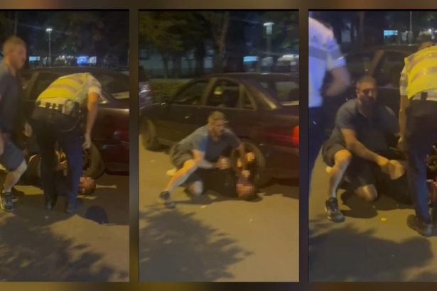 foto video beat si cu permisul anulat a provocat un accident si a incercat sa fuga imobilizat de trecatori