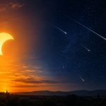 spectacol astronomic rar la satu mare eclipsa partiala de soare si ploaia de meteori perseide in acelasi zi