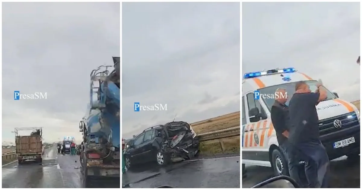 Accident cu trei mașini pe DN 19, între Moftinu Mic și Păulian. Cum s-a petrecut totul