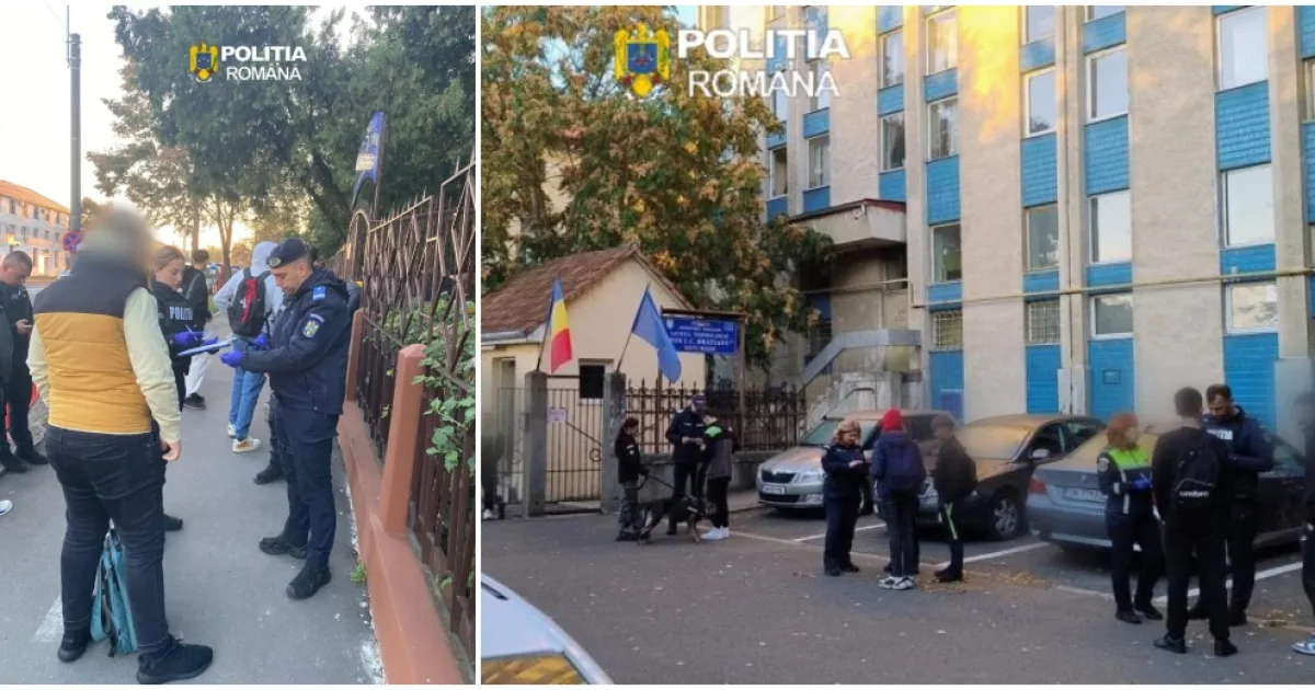 Câine antidrog și polițiști lângă școlile din Satu Mare. Elevi verificați
