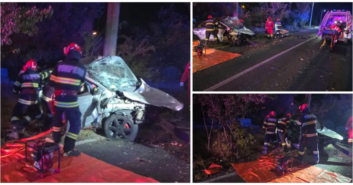 Doi tineri au murit pe loc într-un accident cumplit. Mașina s-a izbit violent de un stâlp